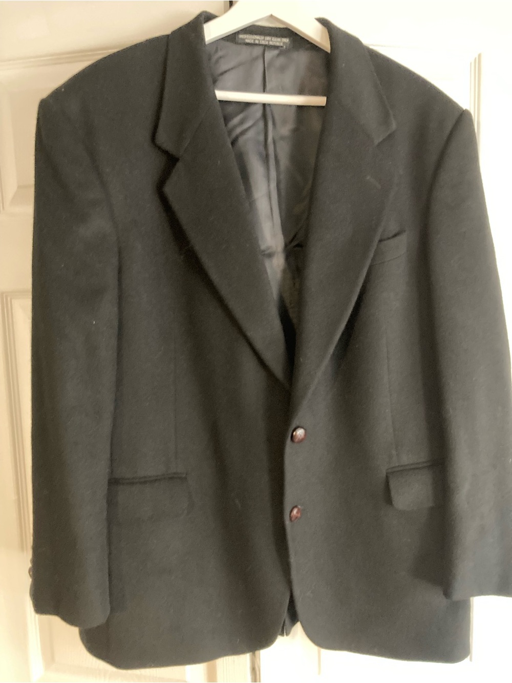 Vintage Men's Black 100% Camel Hair Blazer - Classic Two-Button Sport Coat